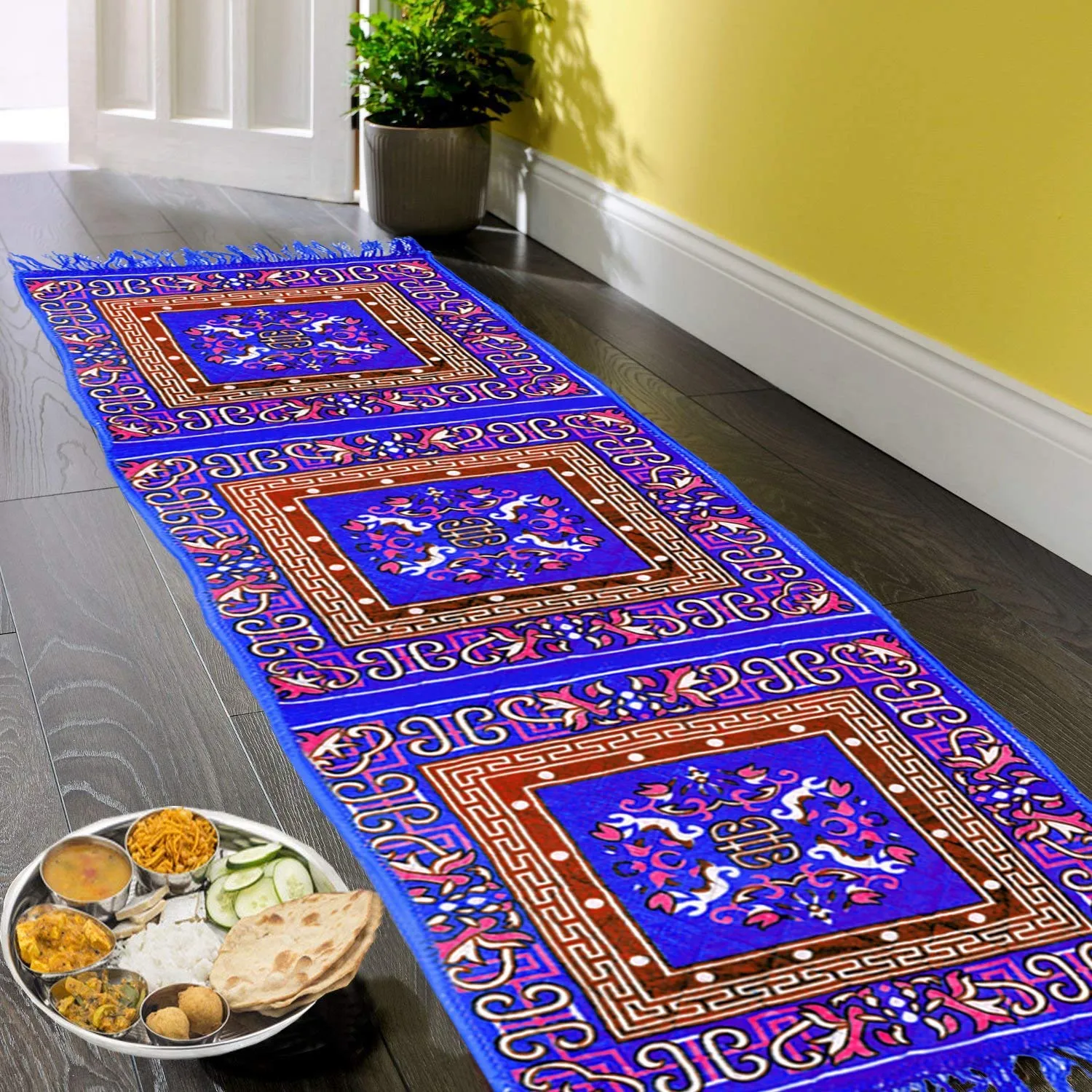 Kuber Industries Velvet Bed Side Runner/Home/Kitchen/Living Area/Office Entrance and Multi Purpose Runner 6 Feet x 2 Feet (Sky Blue) - CTKTC45671