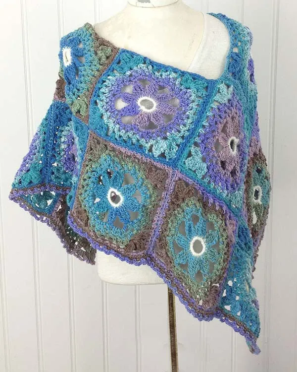 Lacy Floral Poncho Crochet Pattern