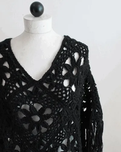 Lacy Floral Poncho Crochet Pattern