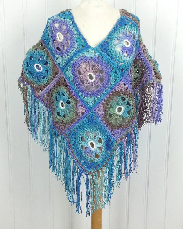 Lacy Floral Poncho Crochet Pattern