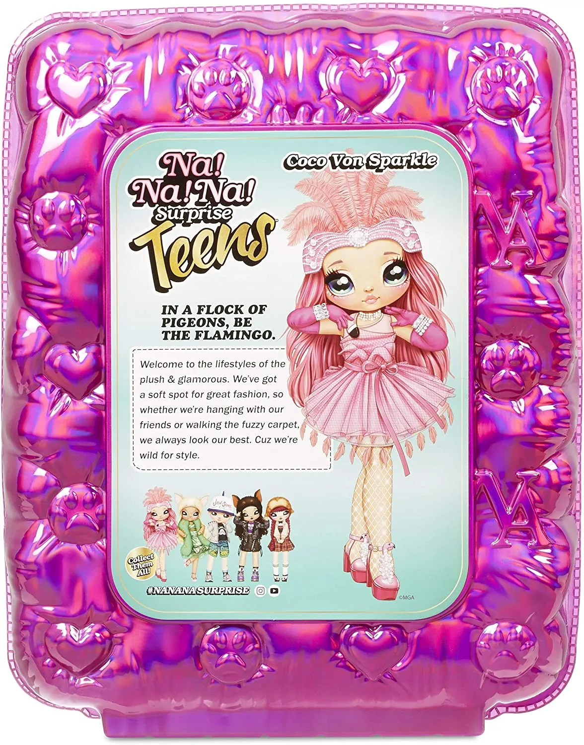 MGA Entertainment Na Na Na Surprise Teens Fashion Doll – Coco Von Sparkle, 11 Soft Fabric Doll, Flamingo Inspired