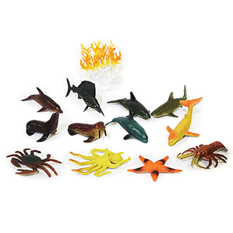 Ocean Animal Toys Shark Turtle Crab Penguin Aquarium Model Children's Educational Science and Education Accessories