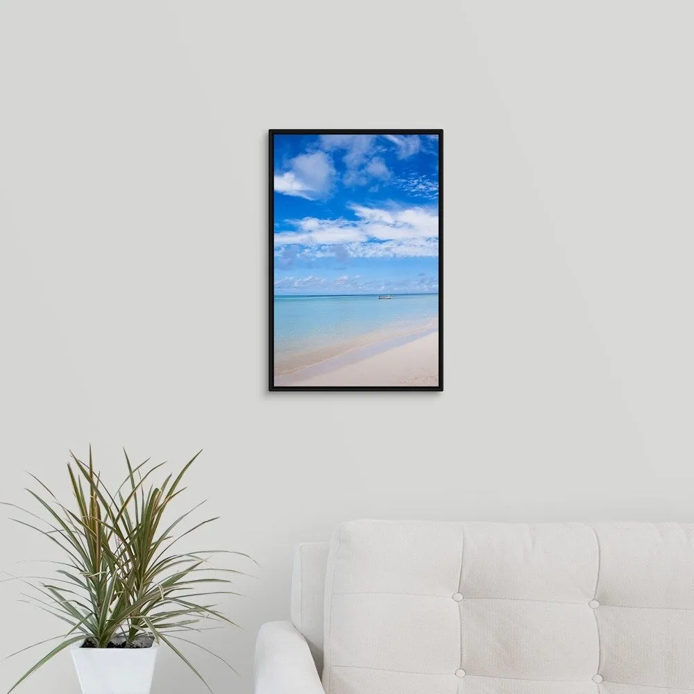 "Aruba, beach and sea" Black Float Frame Canvas Art