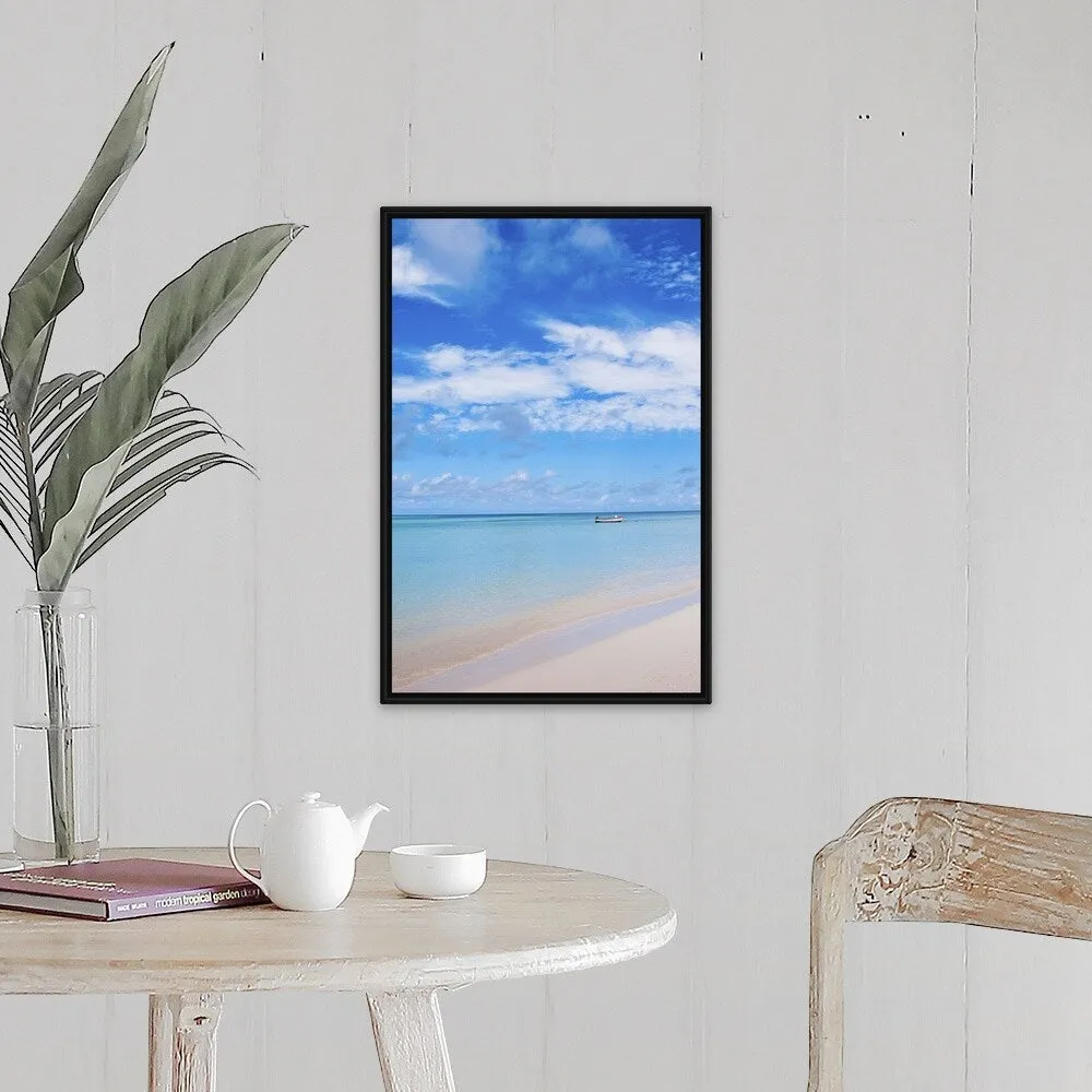 "Aruba, beach and sea" Black Float Frame Canvas Art