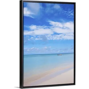 "Aruba, beach and sea" Black Float Frame Canvas Art