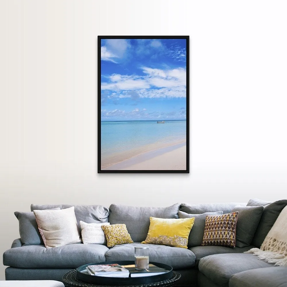 "Aruba, beach and sea" Black Float Frame Canvas Art