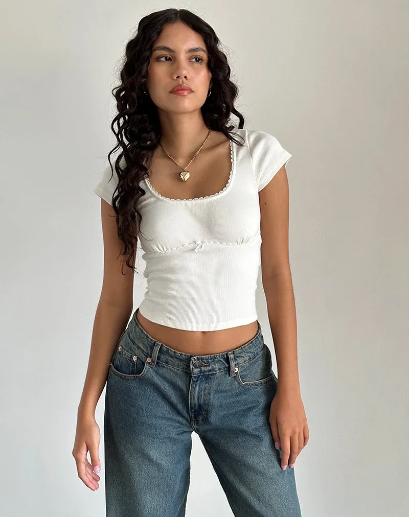 Rada Top in Rib Off White