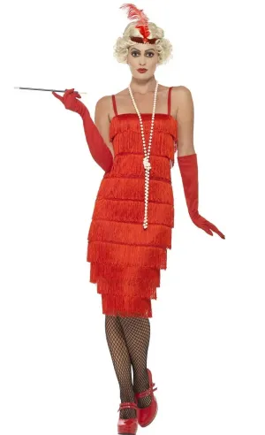 Razzle Dazzle Womens Plus Size Long Red Flapper Costume