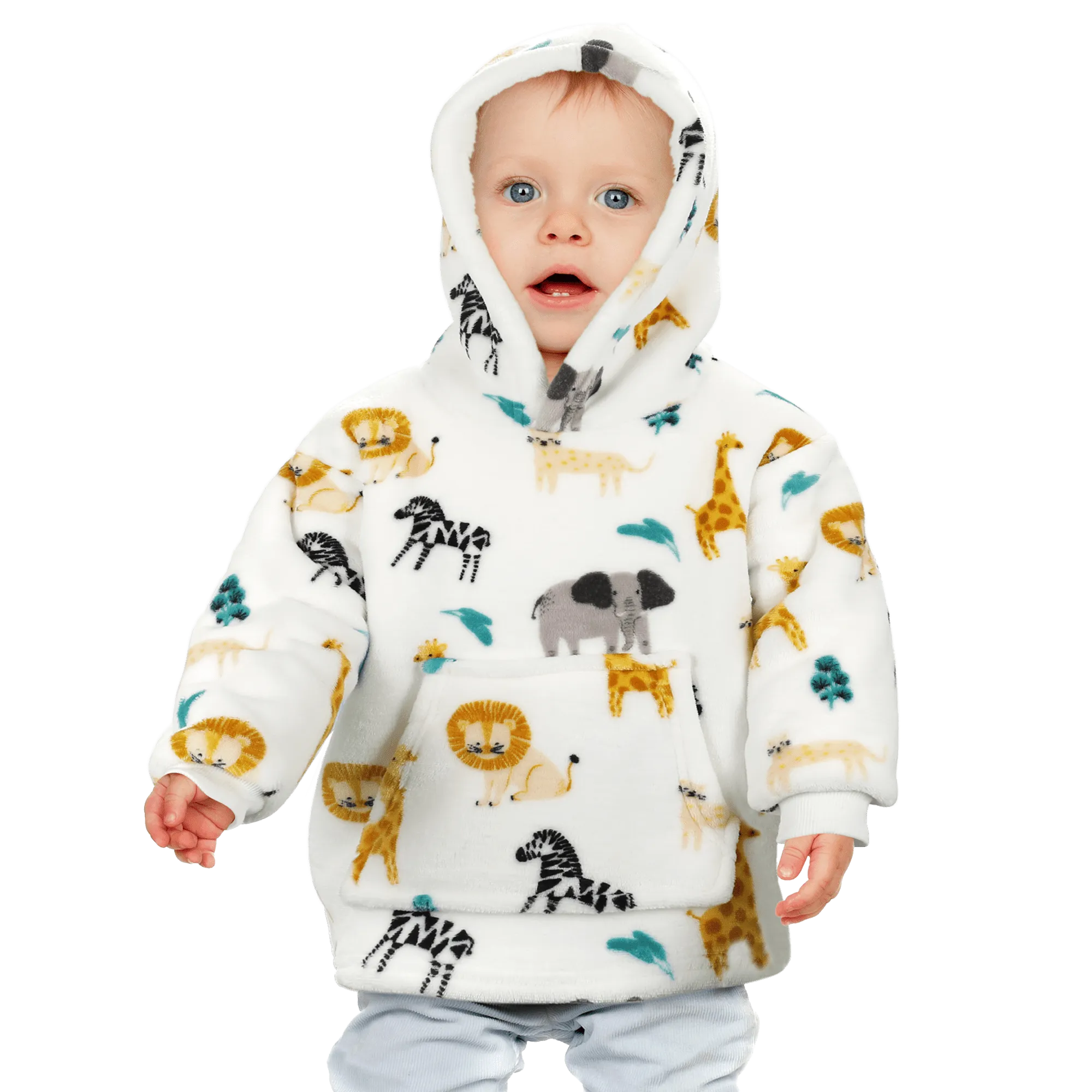 Safari & Sloth Infant Hooded Blanket with Pocket for Toddlers Ages 0-2 Warm Unisex Loungewear by Daisy Dreamer