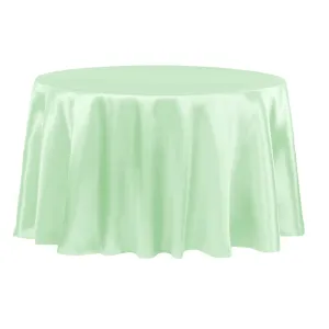 Satin 132" Round Tablecloth - Mint Green