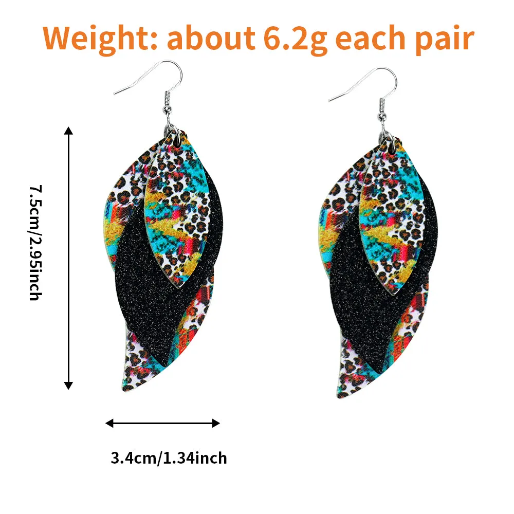 Serape Leopard Faux Leather Teardrop Ear Bling Two Styles Available