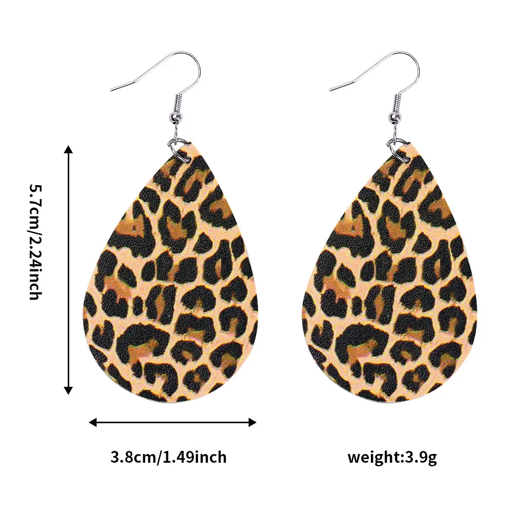 Serape Leopard Faux Leather Teardrop Ear Bling Two Styles Available