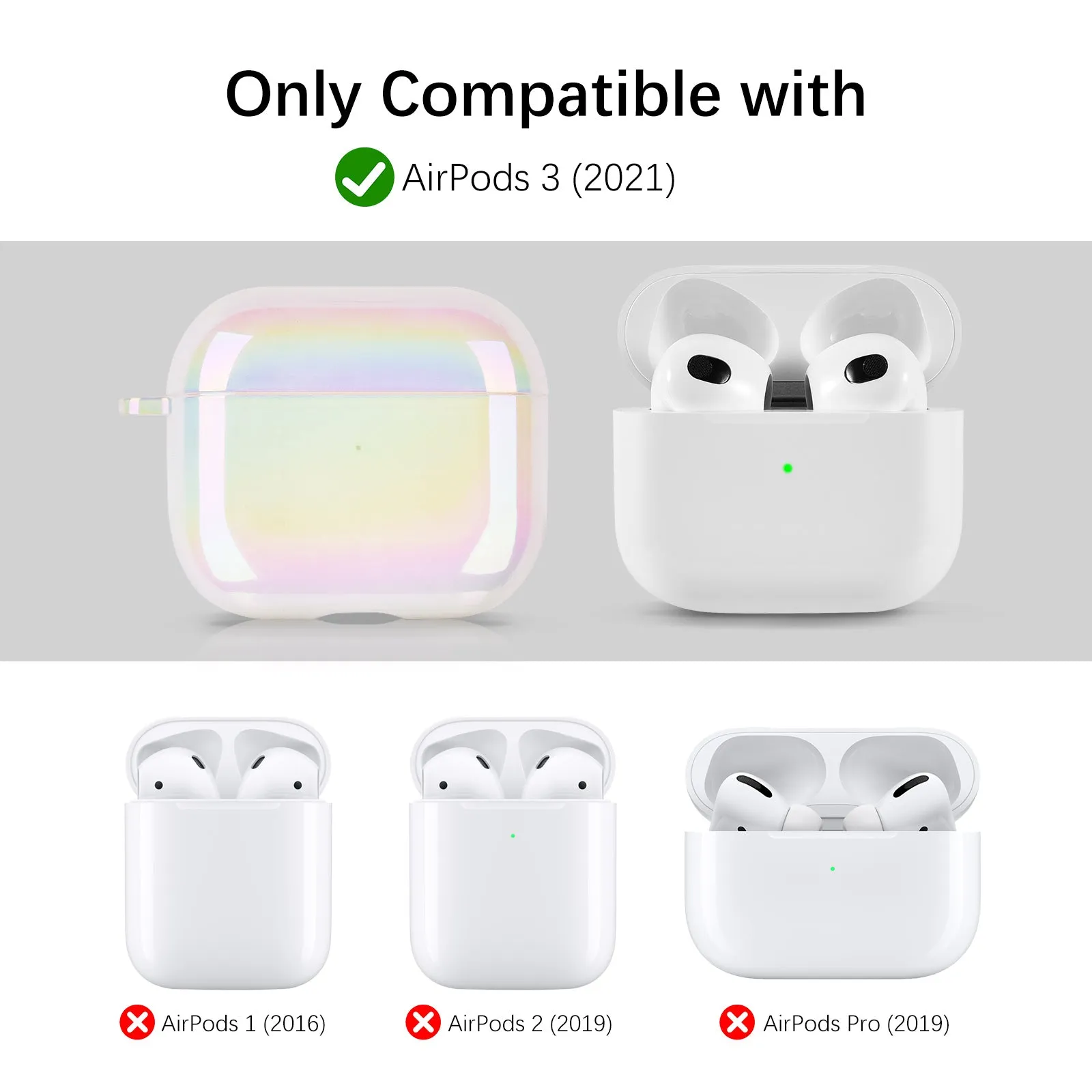 Shiny Clear Case for Apple AirPods 3 Generation 3rd with Keychain