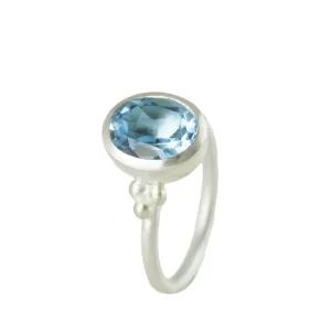 Silver Sky Blue Topaz Granulation ring