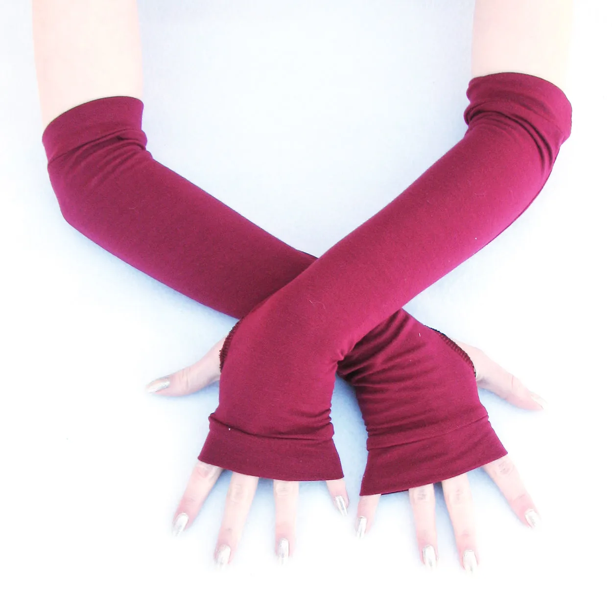 Solid Color Arm Warmers Long Fingerless Gloves for kids and adults