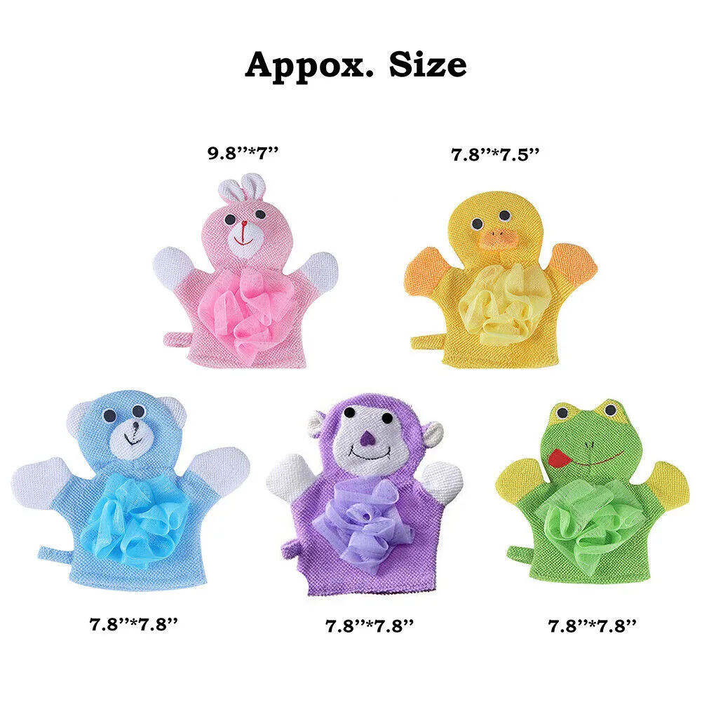 US 3-5 Pack Baby Kids Bath Lily Shower Gloves Sponge Hand Puppet Bath Wash Mitt