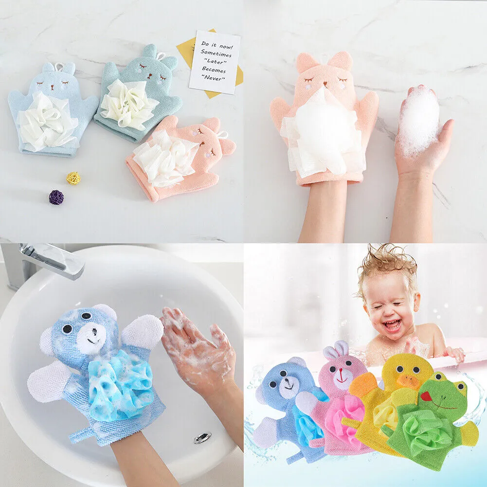 US 3-5 Pack Baby Kids Bath Lily Shower Gloves Sponge Hand Puppet Bath Wash Mitt