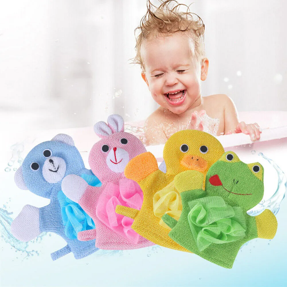 US 3-5 Pack Baby Kids Bath Lily Shower Gloves Sponge Hand Puppet Bath Wash Mitt