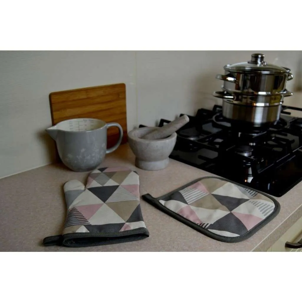 Vita Pink Cotton Print Single Oven Mitt