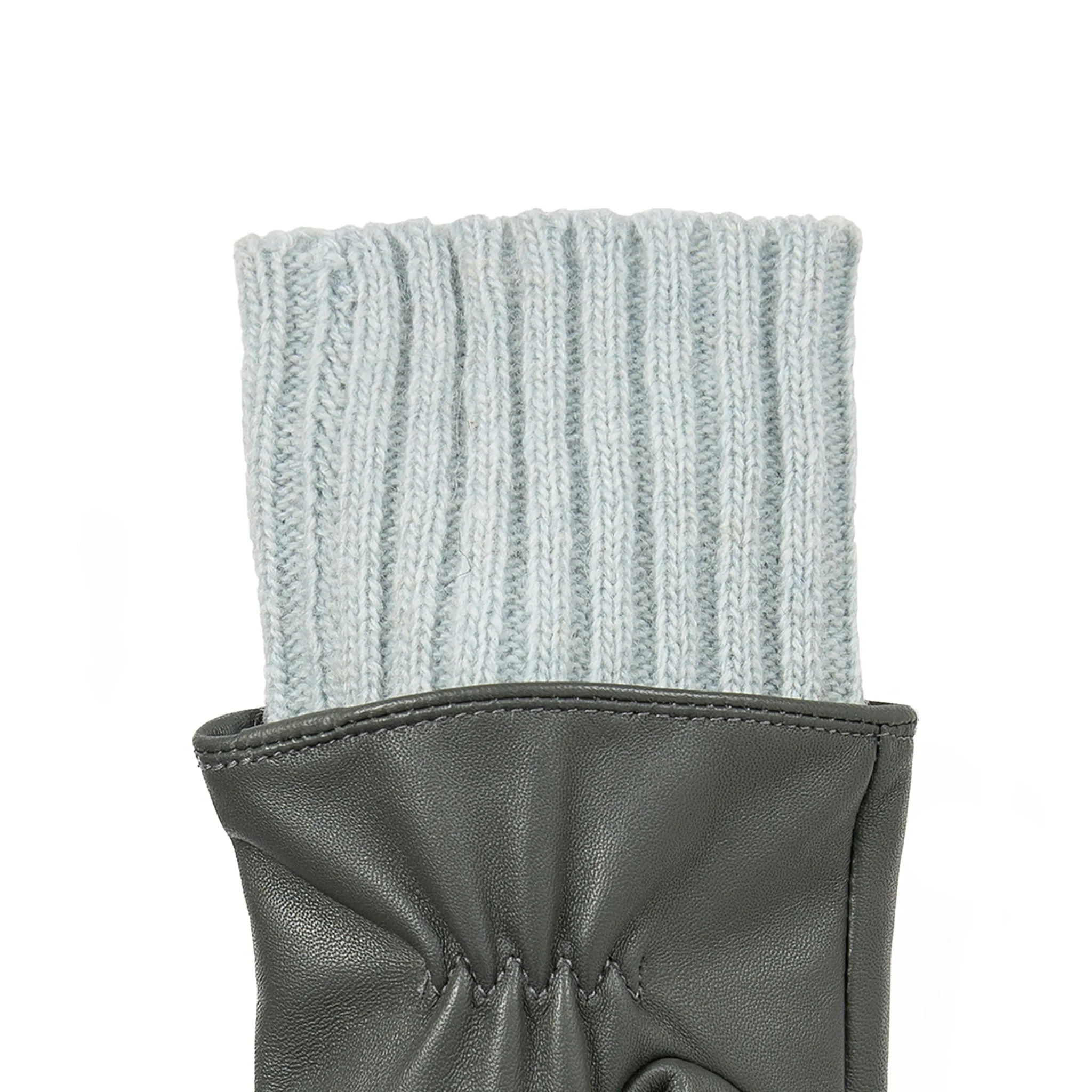 Women’s Three-Point Wool Blend-Lined Leather Gloves with Knitted Cuffs